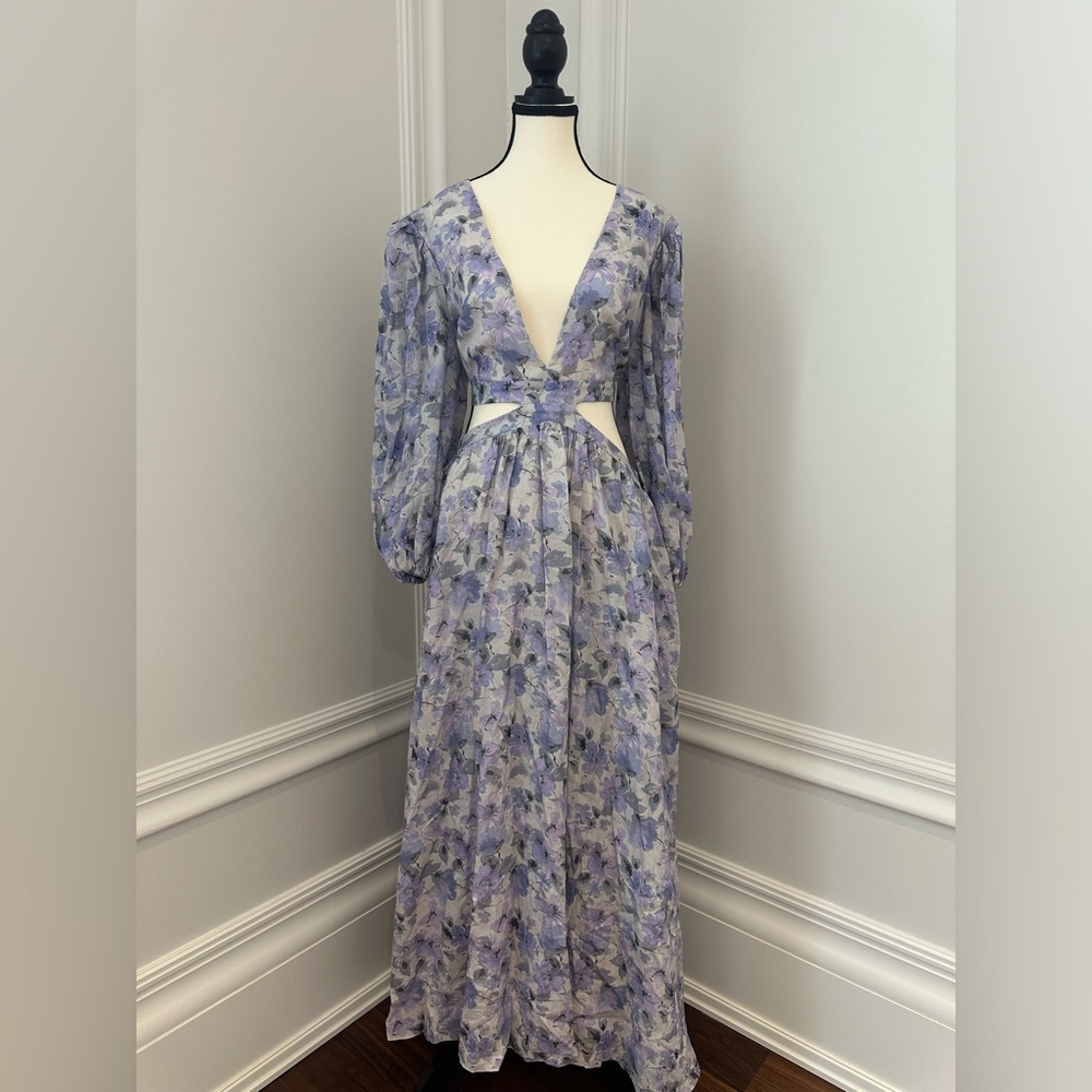 Bardot NWOT Romantic Puff Sleeve Cut Out Floral Maxi Summer Resort Dress (XL) - Picture 2 of 12